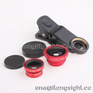 Wide Angle+ Macro+ Fish Eye Lens with clip for mobile phone/Universal 3 in 1 Clip lens
